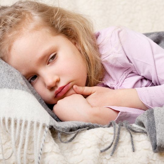 kid with alpaca blanket